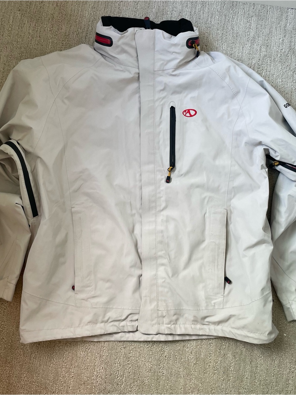GORE-TEX White Ski Jacket with Red Trim